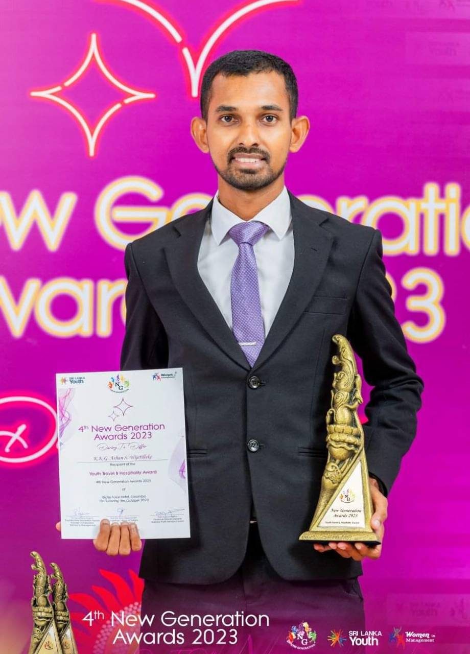 Ashan receiving the Youth Travel and Hospitality Award 2023