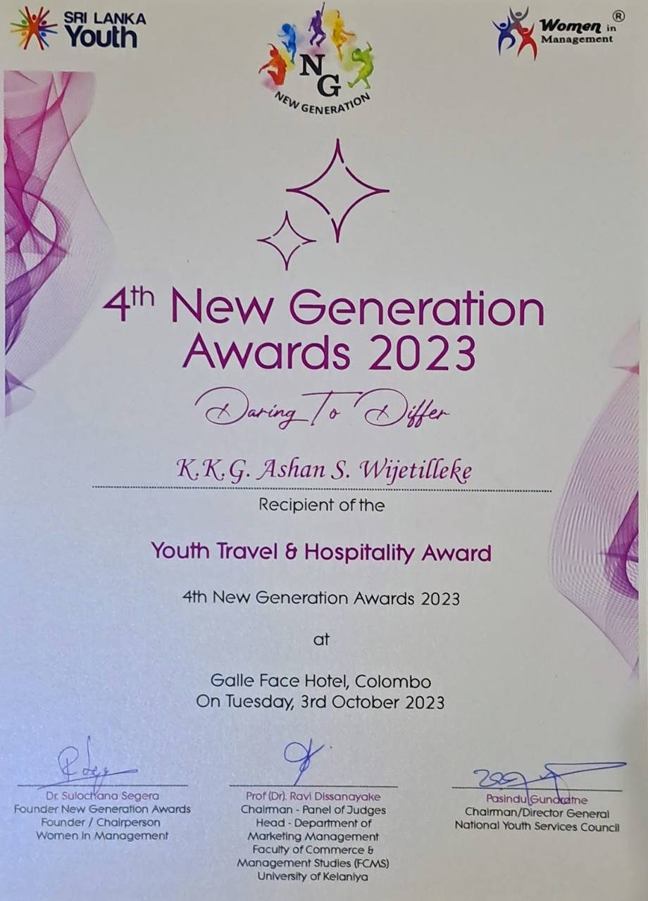 The award certificate