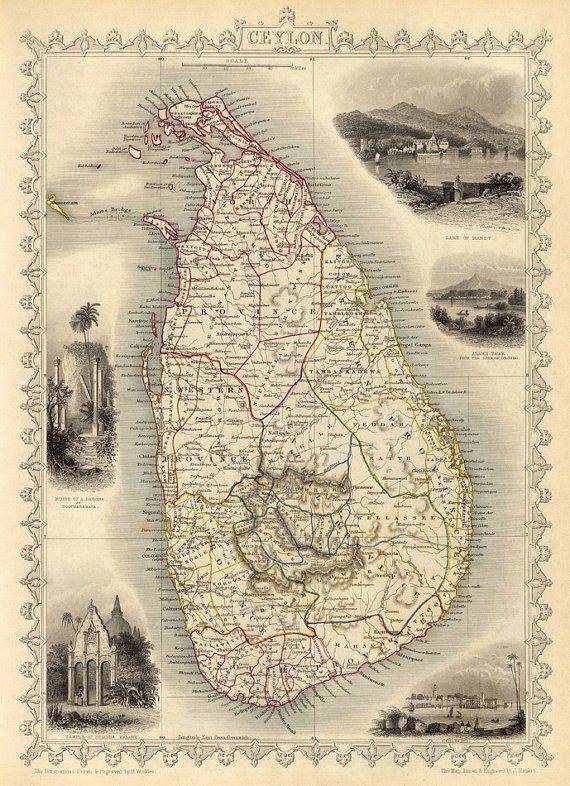 A vintage map of Ceylon