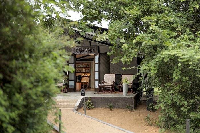 A luxury glamping tent